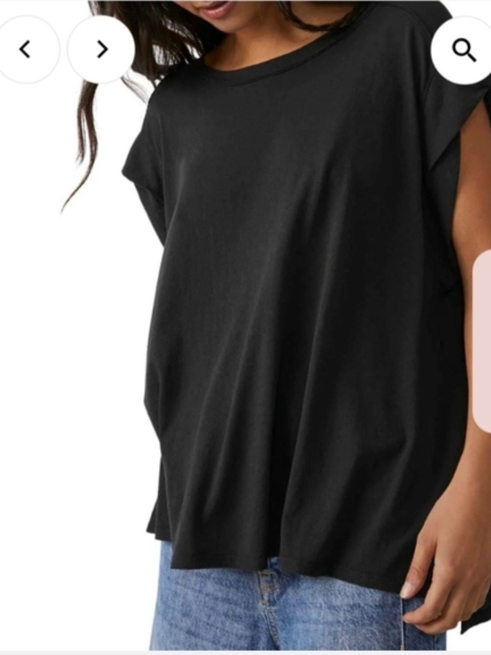 We The Free Naomi Tee Large Washed Black Oversized Slouchy High Low Free People